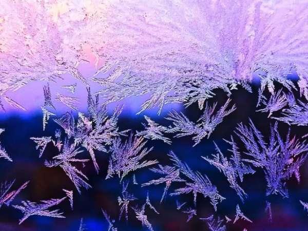 冬天玻璃上形成的冰窗花#窗户上的冰花