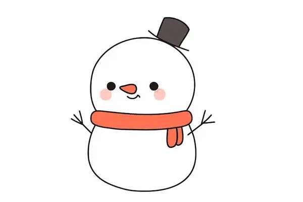 雪人图画#画一个可爱的小雪人