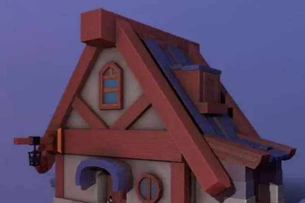 3d模型拼装游戏房子,家具#3d建模房屋模型制作